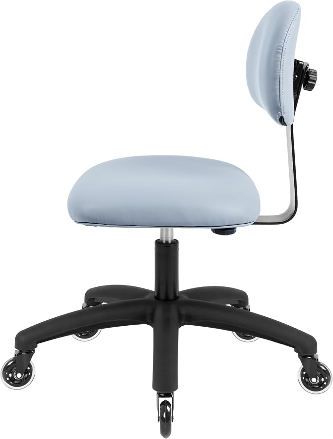 FSS Series Square seat Low (18"-23") seat Height Chair. Vinyl-for Office, Garage, Desk, Shop, Computer, Doctor, Medical, Easy to Clean! NO Footring (Gray, Low, Rubber Roller Casters)