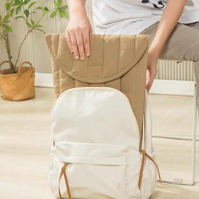 Puffy Laptop Sleeve 11-12 Inch Beige, Protective Carrying Case for Men and Women, Cute Case Bag Compatible with 11 and 12 Inch Laptops, 10.9" Ipad 10, 10.2" Ipad 7 8 9 in Cover
