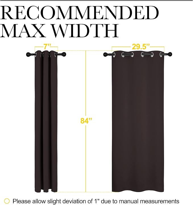 NICETOWN Thermal Curtains 84" Long, Energy Smart Thermal Insulated Solid Grommet Blackout Curtains/Drapes Window Panels (2 Panels, 34-inch x 84-inch, Toffee Brown)