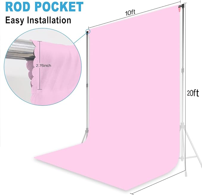 Pink Backdrop for Photoshoot, Professional Photo Backdrop Background Curtain for Product Photography, Portraits, Wedding, Party, Live Streaming Video Recording 10X20 FT