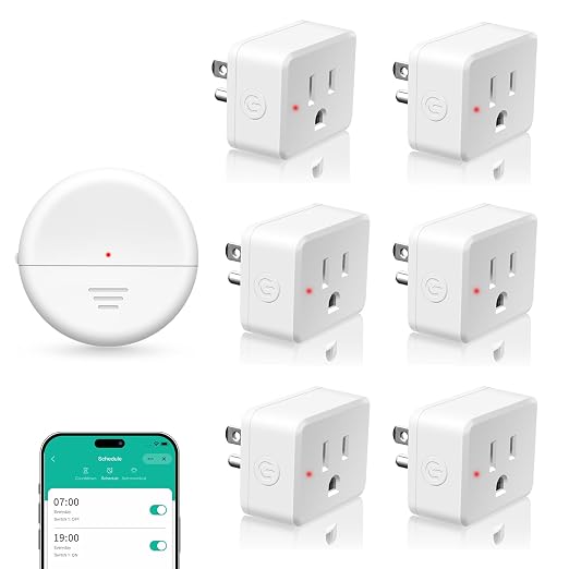 NineLeaf Wireless Motion Sensor WiFi Slim Outlet 260FT Remote Smart Switch | Adjustable Sensing Mode, App Control, WIFI Auto Control Lights Fan Appliances, No Wiring,Garage,1Sensor 6Plugs