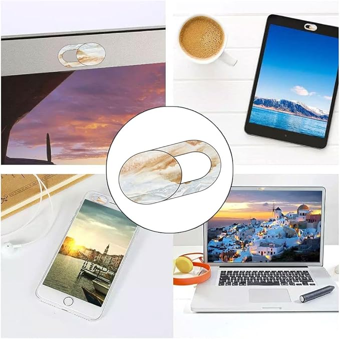 Marble Laptop Camera Cover Slide Cute 8 Pack, Webcam Cover Slide Phone Camera Cover, FadyRaye Ultra-Thin Computer Camera Cover Slide Blocker Fits Cell Phone Laptop, Desktop PC, Tablet
