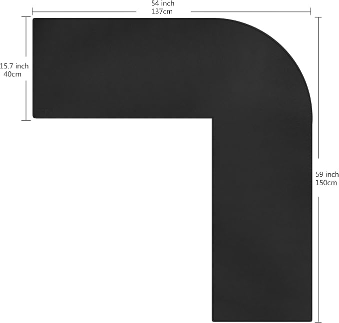 Cacoy 54" x 59" L-Shaped Desk Pad, PU Leather Corner Desk Mat, L Shape Gaming Computer Mouse Pad, Waterproof Office Writing Mat, Corner Mouse Mat for L Shape Computer Desk, Black