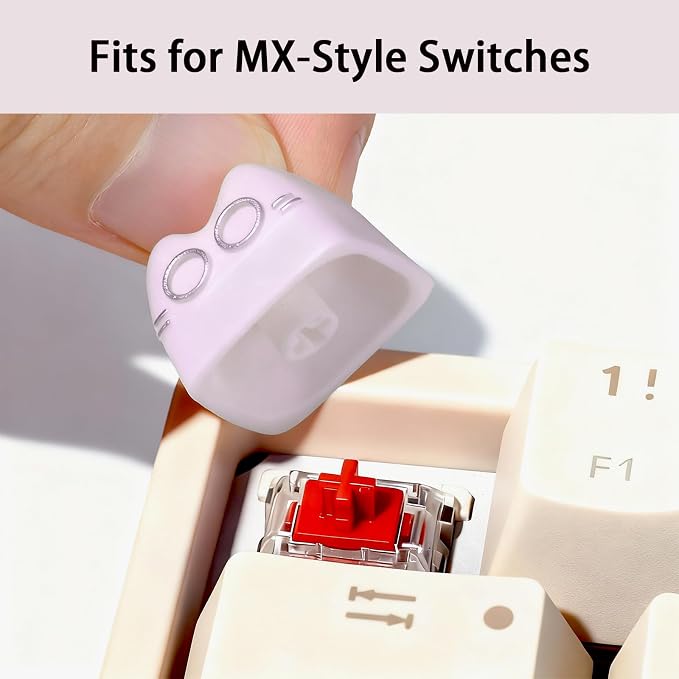 Artisan Keycaps, Cute Cat Custom Key Caps for MX Mechanical Keyboard, Resin Handmade 1U Replacement for Esc Arrow Keys (Pink cat)