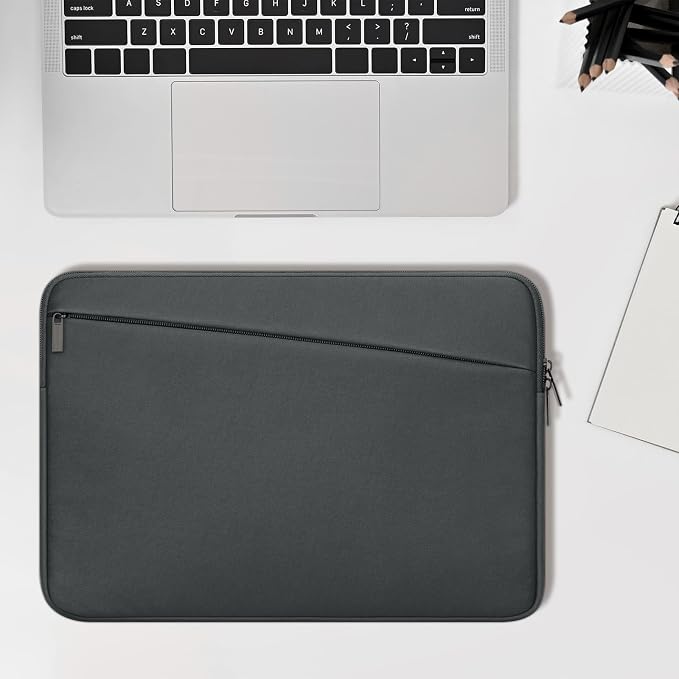 14 15 Inch Laptop Sleeve Durable Protective Case Slim Padded Laptop Case with Front Pocket Compatible with 15 16 Inch MacBook Air MacBook Pro HP, Dell, Lenovo Grey