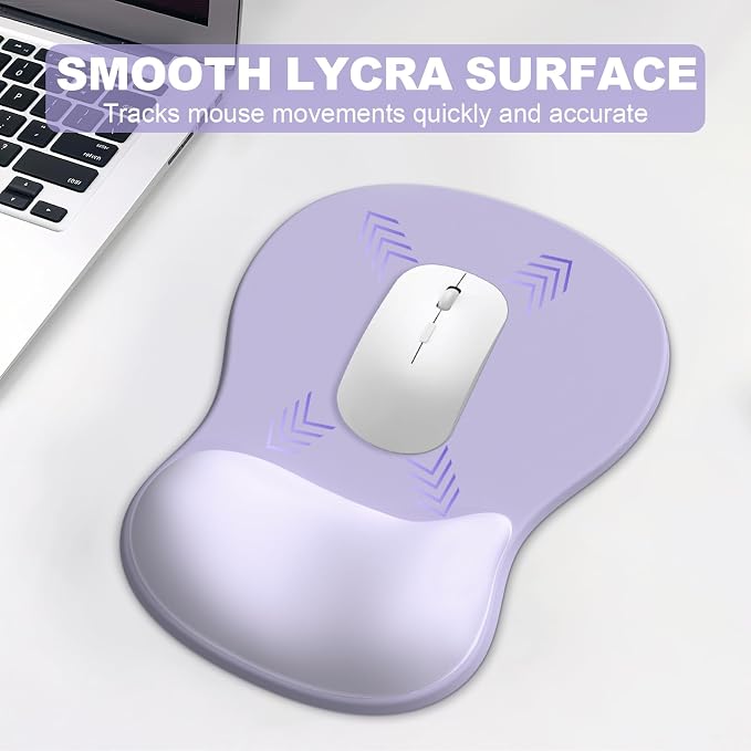 Ergonomic Mouse Pad with Wrist Rest and Keyboard Wrist Rest, Gel Mousepad and Wrist Rest for Computer Keyboard, Pain Relief, Non-Slip PU Base, Mouse Pad with Wrist Support for Gaming, Office, Purple