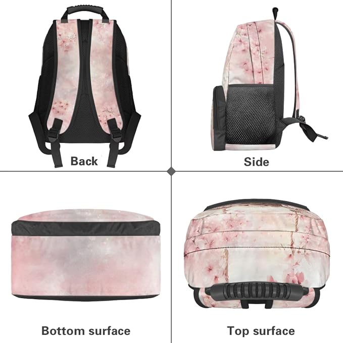 Cute Sloth Backpack for Kids Girls Elementary School 4PCS Set, 17 Inches Cherry Blossoms Bookbag with Lunch Box for Kids Age 6-8 Back to School, 1st 2nd 3rd Grade