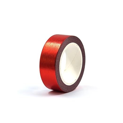 SIDAZON Red foil washi Tape for wall Decorative Tape for Crafts Washy-Tape Mirror Tape Red Strips for wall Decor Self Adhesive Masking Tape 0.59in x33FT