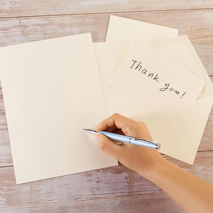 50 Pack Cream A6 Envelopes with Cards and Gold Stickers, 4x6 | With Thick Folded Cardstock, For Greeting Cards, Wedding, Birthday, Invitations, Baby Showers
