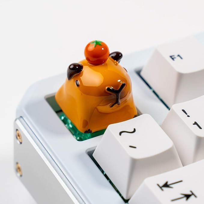 Artisan Capybara Keycap, 1U Handmade Resin, MX Switch Compatible for Mechanical Keyboards, Chill Animal Design