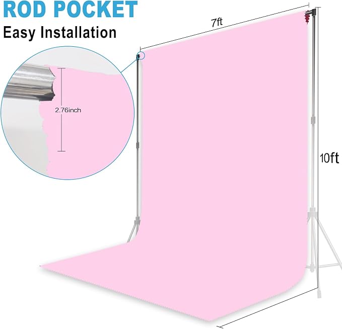 Pink Backdrop for Photoshoot, Professional Photo Backdrop Background Curtain for Product Photography, Portraits, Wedding, Party, Live Streaming Video Recording 7X10 FT