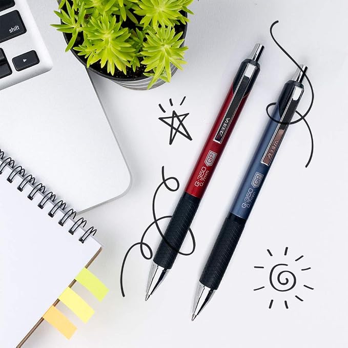 Zebra Pen G-350 + M-350 Writing Set 2-Pack, Black Ink & Pencil Lead, 0.7mm Medium Point, Red Premium Metal Barrel, Gel Pen and Mechanical Pencil Combo, Sleek Matching Design (11132)
