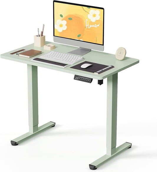 JOY worker Small Electric Standing Desk, 35" Whole Piece Height Adjustable | 35" x 20" Green Narrow Sit Stand Desk with Memory Controller, 36 Inch Mini Computer Workstation for Home Office Walking Pad