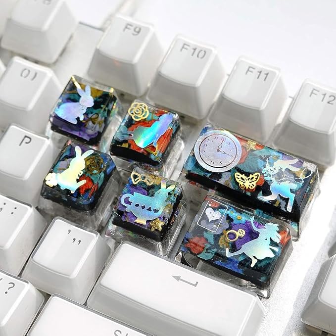 Keycaps Epoxy Resin Casting Mold Set for Mechanical Gaming Keyboard 7 Trays | Polymer Clay Crafts Silicone Mould with Key Puller