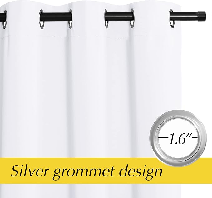 NICETOWN Pure White Room Darkening Curtains for Bedroom, Thermal Insulated Grommet Window Curtains for Bathroom, French Door Curtain for Doorway, 42" Width x 95" Length, 1 Panel