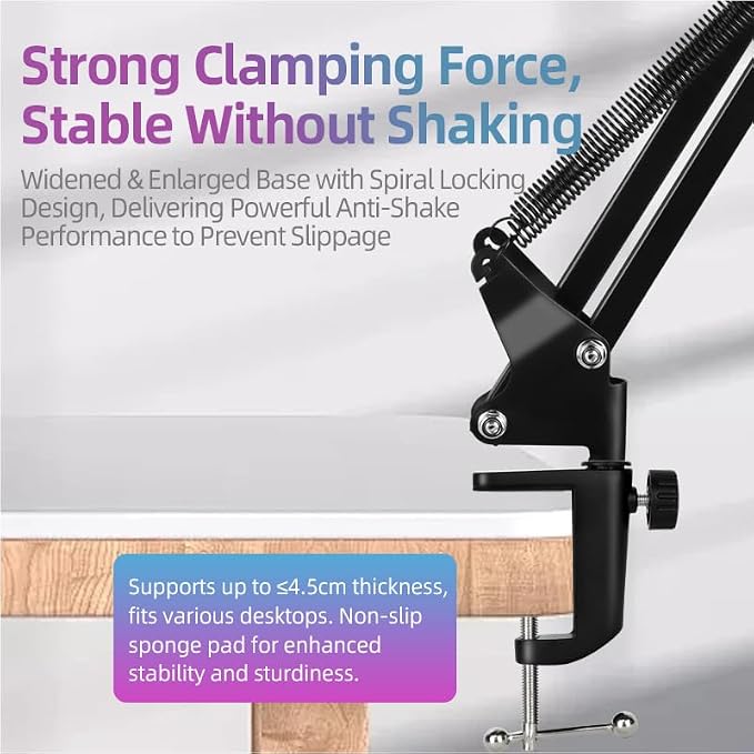 Quadcast Boom Arm - Heavy Duty Adjustable Gaming Microphone Mic Stand Compatible with Blue Yeti HyperX QuadCast SoloCast Fifine AM8 and Most Microphone by TIKmobre