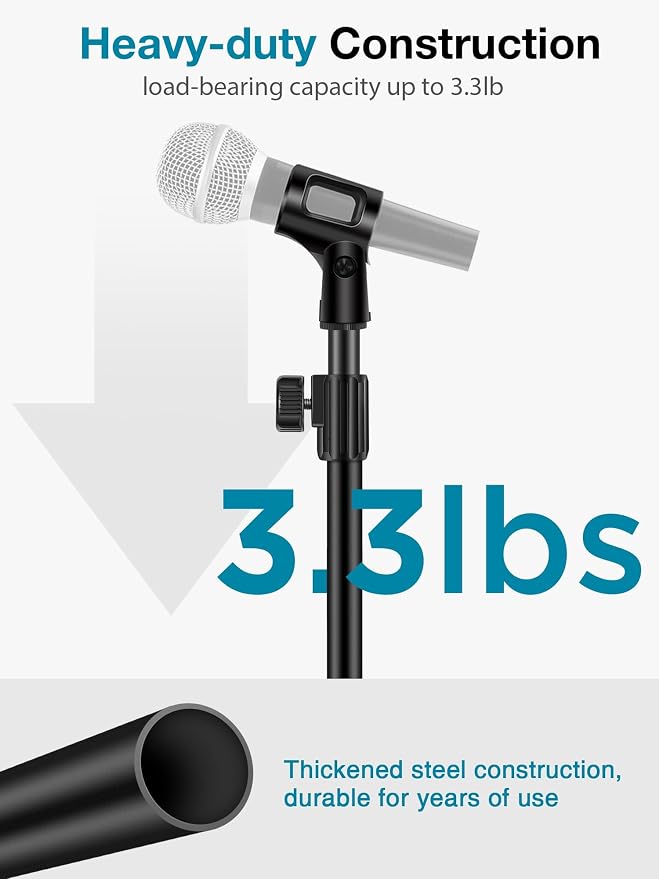 InnoGear Desktop Microphone Stand, 4 Pack Upgraded Adjustable Table Mic Stand with Mic Clip and 5/8" Male to 3/8" Female Screw for Blue Yeti Snowball Spark & Other Microphone