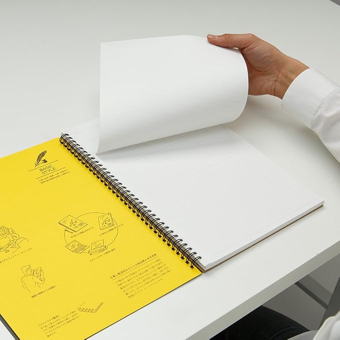 Maruman Mnemosyne Dot Grid Notebook- A4, 11.69" x 9.25", 70 Sheets / 140 Pages, 5mm Dotted Journal, Perforated Pages & Wire-Bound to Lay Flat, Black, Made in Japan
