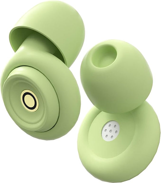 Ear Plugs for Sleeping Ultra-Comfy Silicone Earplugs for Concerts Noise Cancelling Reusable Noise Reduction Earbuds for Travel Focus Work 33-45dB Hearing Protection with 9 Tips & Case (Green)