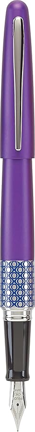 PILOT MR Retro Pop Collection Fountain Pen in Gift Box, Purple Barrel with Elipse Accent, Medium Point Stainless Steel Nib, Refillable Black Ink (91444)