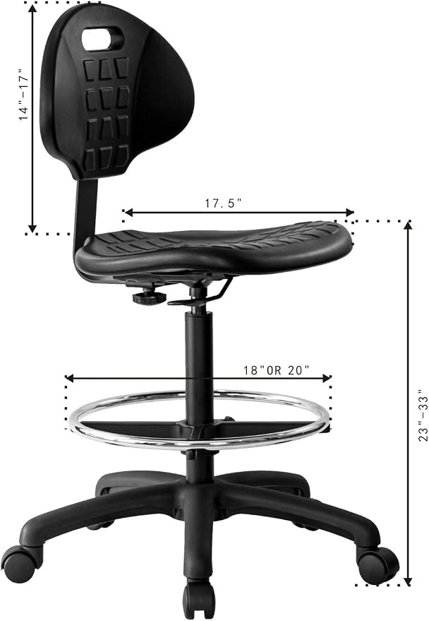 ESD Anti Static Ergonomic Polyurethane Chair Adjustable Height Heavy Duty Easy to Clean for Research, Laboratory and Cleanroom (Self Braking, Tall Stool)