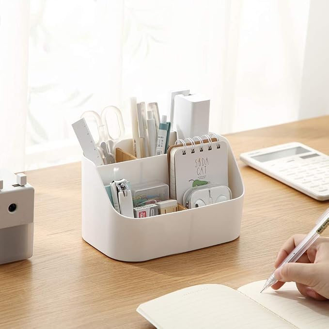 Desk Organizer Remote Control Holder Makeup Caddy Box for Home & Office 2 Pack
