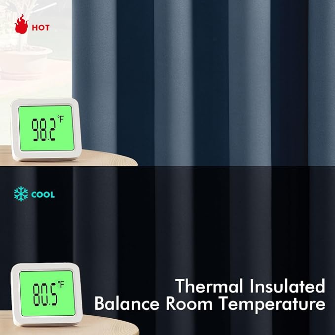MIULEE Blackout Curtains for Bedroom Living Room 2 Panels, Thermal Insulated Room Darkening Drapes Grommet Noise Reducing Light Blocking Window Treatments 63 Inches Long 50x63 Inch Stone Blue