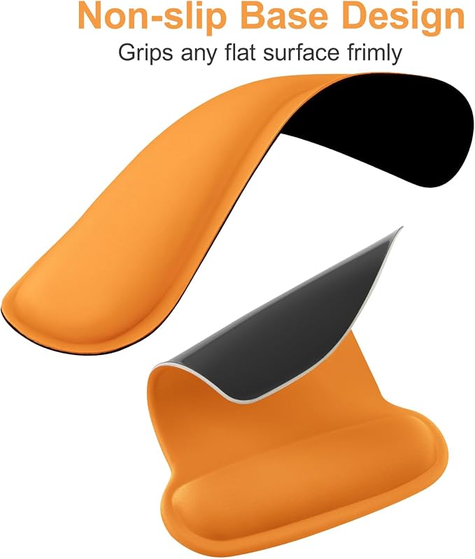 MOSISO Wrist Rest Support for Mouse Pad & Keyboard Set, Ergonomic Mousepad Non-Slip Base Home/Office Pain Relief & Easy Typing Cushion with Neoprene Cloth & Raised Memory Foam, Orange