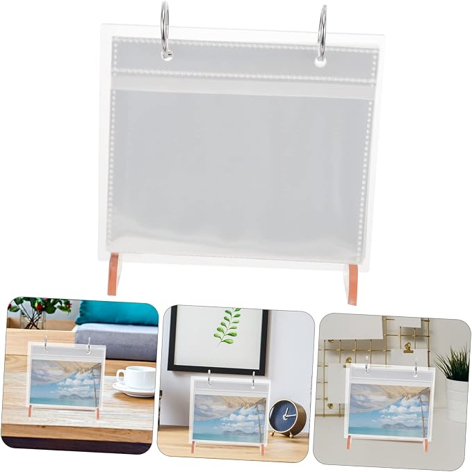Luxshiny Desktop Acrylic Photo Album Stand for Photos Flip Calendar Style Display Holder for Weddings Graduations and Stylish Tabletop Decor