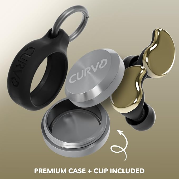 CURVD Cliq Noise Cancelling Ear Plugs – Reusable Concert Earplugs for Noise Reduction with Swappable Covers, 5 Tip Sizes & Travel Case. Stylish, Comfy, and Customizable Protection