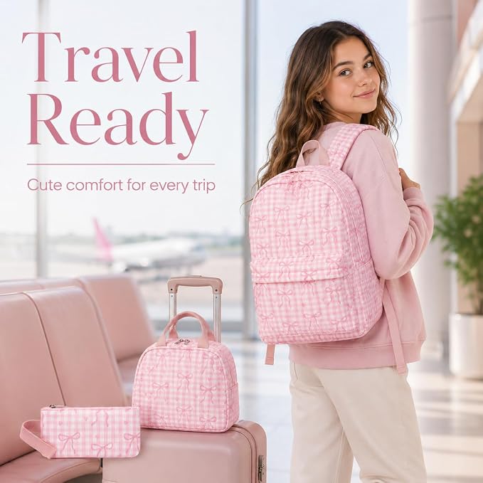 LEDAOU Backpack for Girls School Bag Kids Bookbag Teen Backpack Set Daypack with Lunch Bag and Pencil Case | Kids