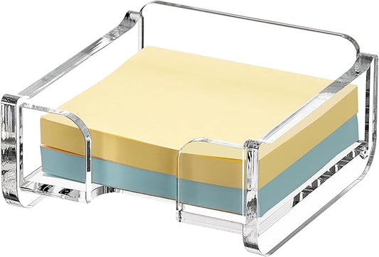 SANRUI Acrylic Sticky Note Holder for 3x3 Inch Notes – Clear Stackable Sticky Note Dispenser, Desk Organizer for Memo Pads, Fits Home, Office and School Supplies