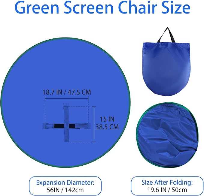 Portable Green Screen - 56" Greenscreen Backdrop with Stand & Reversible Blue Screen for Streaming, Gaming, Zoom & Video Chat