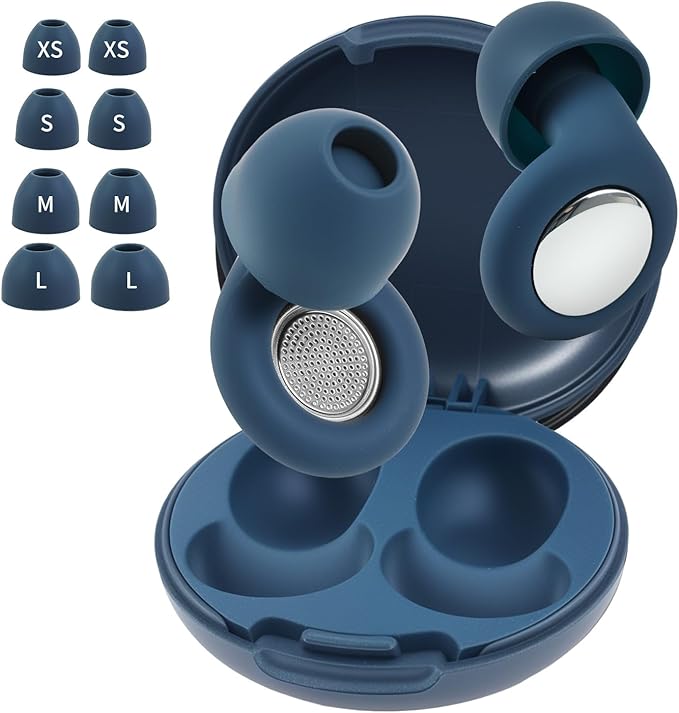 Ear Plugs for Sleeping Noise Reduction, Reuseable Earplugs for Sleep Noise Reducing, Silicone Earplugs for Concerts, Ultra Soft Ear Plug with 8 Eartips - Blue, Flexible Hearing Protection 30db