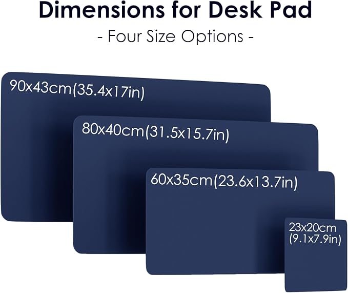 Leather Desk Pad Protector, Waterproof Mouse Pad, PU Desk Mat, Office Desk Cover, Desk Writing Mat for Office/Home/Work/Cubicle (Dark Blue) 9x8 in