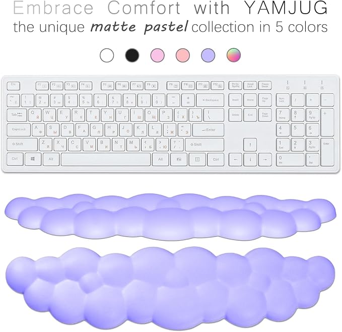 Cloud Wrist Rest Keyboard Palm Rest with Non-Slip Base for Computer Gaming Wrist Rest, YAMJUG Cloud Arm Rest Keyboard Wrist Pad Purple