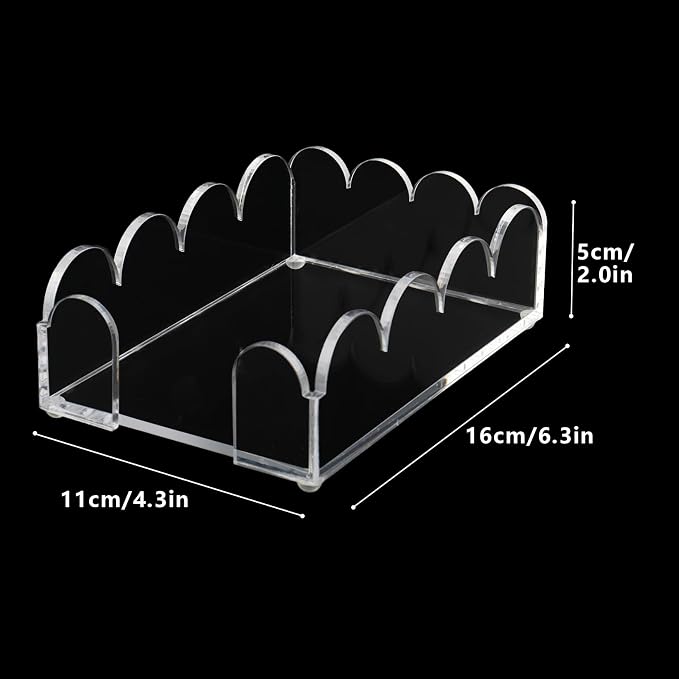 Acrylic Sticky Note Holder 4x6 Inch Clear Scalloped Sticky Notes Dispenser Cute Self-Stick Note Pad Organizer Desk Accessories for Office School Home