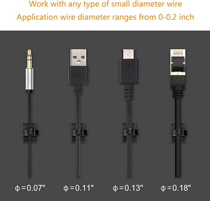 Adhesive Clips Strong Wire Holders 100 Pack Self-Adhesive Wire Clip Cable Cord Desk Management for Office Home and Car