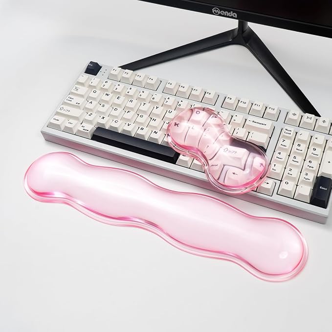 Clear Gel Mouse Wrist Rest, Pink Cute Wrist Rest, Comfort & Support for Typing and Gaming (Pink-Short)