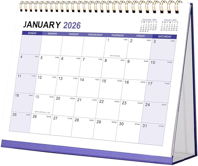 2026 Desk Calendar - Desktop Calendar 2026, Jan. 2026 - Dec. 2026, 12 Months Desk Calendar 2026, Standing Flip Calendar 2026, 9.8" x 8.3", Thick Paper