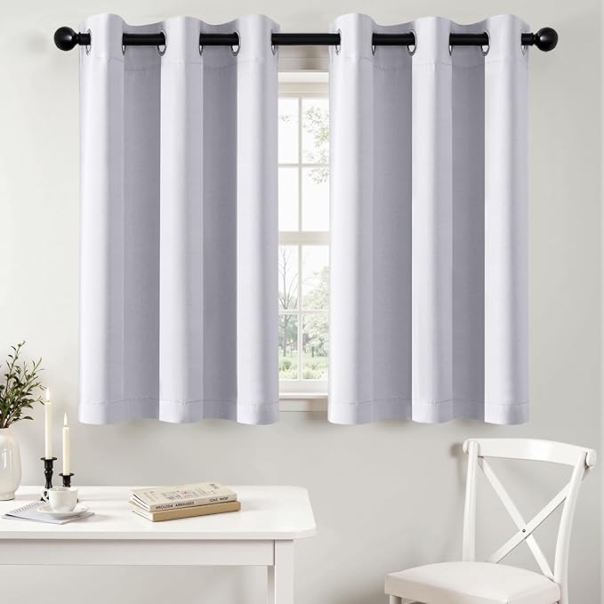 MIULEE Blackout Curtains for Bedroom Living Room 2 Panels, Thermal Insulated Room Darkening Drapes Grommet Noise Reducing Light Blocking Window Treatments 36 Inches Long 40x36 Inch Greyish White