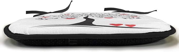 Lunarable Love Chair Cushion Pad, Abstract Heart Tree Floral Leaves Spring Swirl Simplicity Creative Illustration, Seat Padding for Kitchen & Patio with Anti-Slip Backing, 16"x16", Black White Red