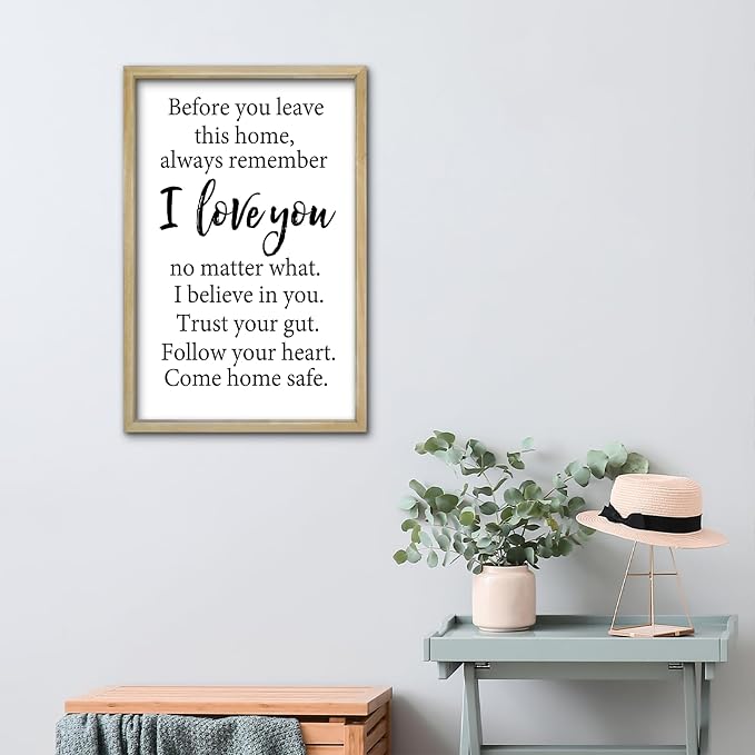 RLWangChao Before You Leave This Home Wall Decor Art 16"X11" I Love You Sign Inspirational Quotes Family Entryway Wood Framed Wall Hanging (Wood)