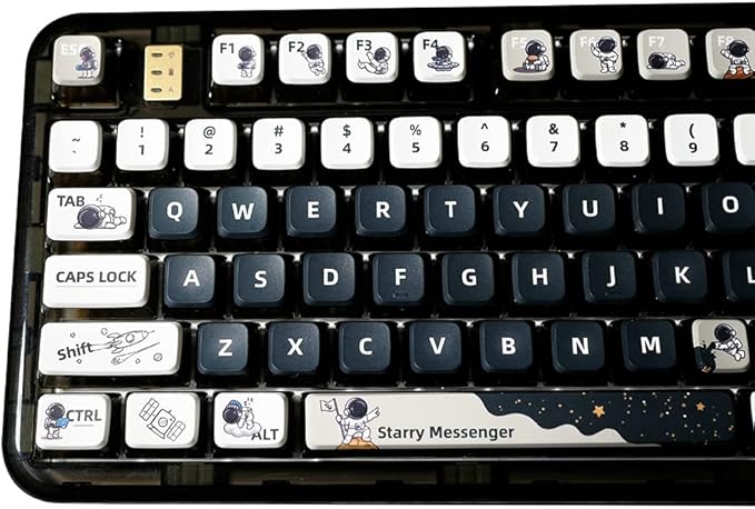 PBT Pudding Keycaps, Astronaut Theme, 117Keys Sublimation Keycap Set, ASA Profile Custom for Cherry Gateron MX Switch Mechanical Keyboard
