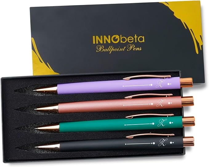 InnoBeta Monogrammed Gifts Ballpoint Pen Set of 4, Initial Letter Gifts for Housewarming, Birthday, Thanksgiving, Christmas - Z