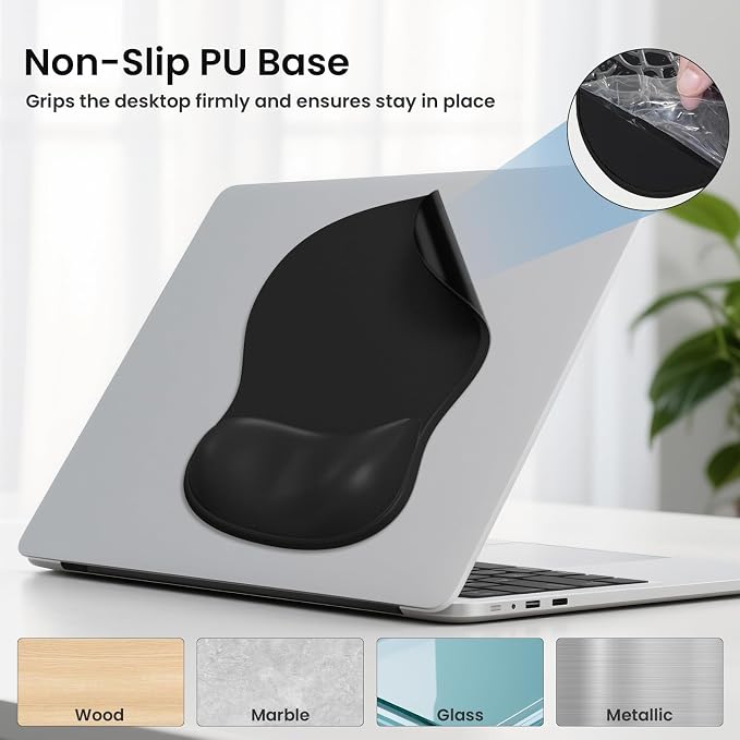 AKIT Ergonomic Mouse Pad and Keyboard Wrist Rest Set,Memory Foam,Black | Ergonomic Wrist Support for Typing & Gaming,Gel Mouse Pad with Smooth Glide,Reduces Fatigue,Fits Home & Office