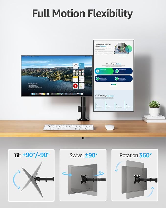 MOUNTUP Dual Monitor Desk Mount, Max 32 Inch up to 17.6lbs, Fully Adjustable Dual Monitor Arm for 2 LCD Screens, Double Monitor Stand with C-Clamp and Grommet Base