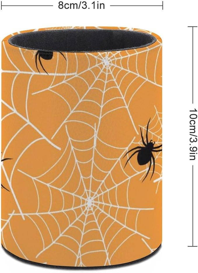 Spider Web Pen Holder for Desk PU Pencil Cup Organizer | Round Desks Makeup Brush Holder for School Multifunctional Office Supplies