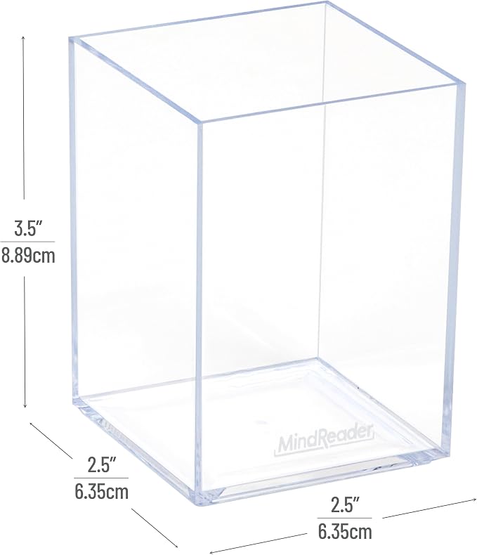 Mind Reader Pen Cup, Accessory Holder, Desktop Organization, Office, Acrylic, Clear