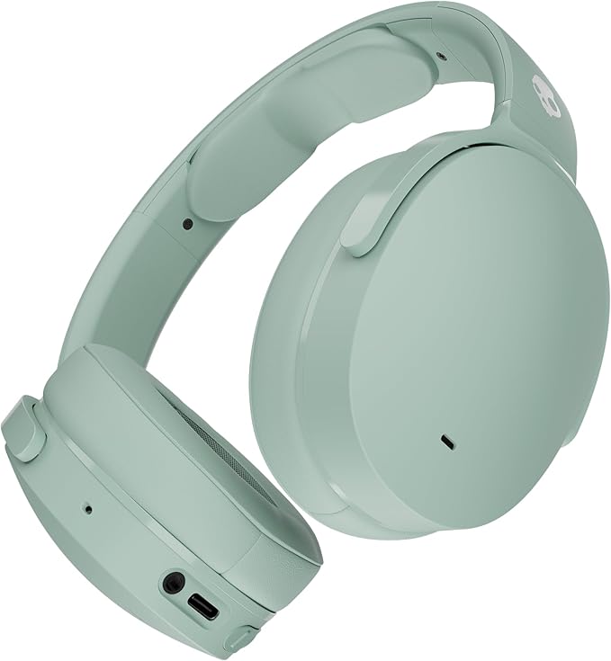 Skullcandy Hesh ANC Wireless Over-Ear Bluetooth Headphones, Active Noise Cancelling, Up to 22 Hrs Battery, Foldable Lightweight Design, Microphone for iPhone Android - Preppy Sage